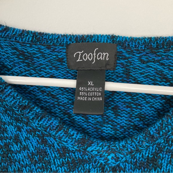 Toofan Blue and Black Fringe Sweater - Picture 3 of 4